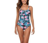 Valin Women's Adjustable Straps One-Piece Swimsuit Stretchy Bandeau Pink Swimwear,UK 10-12,S089