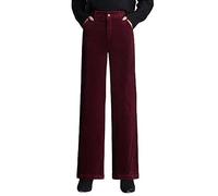 Valin Women's Straight-Leg Trousers Burgundy High-Waisted Plus Size Trousers Work Business Office Casual Office Spring and Autumn Thick Ladies Trousers,UK 12,V9265