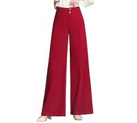 Valin Women's Wide-Leg Trousers Red High-Waisted Plus Size Trousers Work Business Office Casual Office Spring and Autumn Thick Ladies Trousers,UK 4,V681