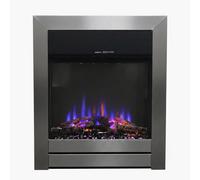 Valine Fires Electric Fireplace Insert - Silver & Black Electric Inset Fire, Led Flame, Remote Control, 1400W/1600W, Logs & Crystals