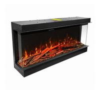 Valine Fires Media Wall Electric Fireplace 39"/100Cm, 1/2/3-Sided Panoramic Electric Fire, Wall Mounted, Led Flame, App Control