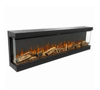 Valine Fires Media Wall Electric Fireplace 78"/200Cm, 1/2/3-Sided Panoramic Electric Fire, Wall Mounted, Led Flame, App Control