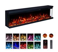 Valine Fires Media Wall Fireplace 60"/152Cm Panoramic Electric Fire, Wall Mounted, 15 Led Colours, Alexa/wifi/app