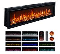Valine Fires Recessed Electric Freestanding Fireplace UltraSlim Heater 42"/106cm, Wall-Mounted Fireplace for Media Wall, Electric Fire with 15 LED Flame Colours, Wifi/Alexa Remote Control, 900W/1800W