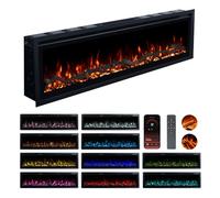 Valine Fires Recessed Electric Freestanding Fireplace UltraSlim Heater 72"/183cm, Wall-Mounted Fireplace for Media Wall, Electric Fire with 15 LED Flame Colours, Remote Control & Real Logs, 900W/1800W