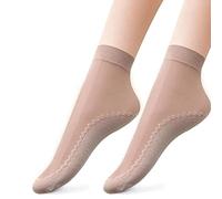 VALINK 10 Pairs Silky Ankle Socks for Women,Anti-Slip Cotton Bottom Mid-Tube Hosiery,Summer Ultra-Thin Breathable Absorb Sweat Socks Reinforced Toe