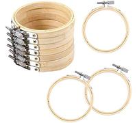 VALINK 12 Pcs 5.9" 15cm Embroidery Hoops Set, Wooden Cross Stitch Hoop Ring Adjustable Bamboo Circle, Round mbroidery Frames, Embroidery Supplies for DIY Art Craft Handy Sewing