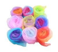 VALINK 24PCS Dance Scarves, Children Dance Juggling Scarf 60 X 60cm, Juggling Scarves Baby Dance Scarves Kids Rainbow Play Silks Chiffon Sensory Scarf
