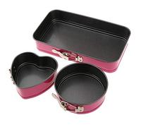 VALINK 3Pcs/Set Cake Tins,Non Stick Cake Pan,Removable Bottom Cake Baking Tray,Springform Cheesecake Cupcake Baking MoldS,Heart Round Square Bake Tray Bakeware Pan,Kitchen Craft Baking Supplies
