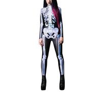 VALINK Halloween Skeleton Tights,3D Printed Skeleton Human Cosplay Costume Unisex Jumpsuit,Body Perspective Skeleton Jumpsuit for Men Women