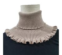 VALINK Knitted Fake Turtleneck Collar Sweater Scarf,Detachable Winter Warm Windproof Fake Collar Neck Warmer Scarf Wrap Bib Khaki