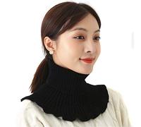 VALINK Knitted Fake Turtleneck Collar Sweater Scarf,Detachable Winter Warm Windproof Fake Collar Neck Warmer Scarf Wrap Bib Black