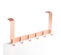 VALINK Over The Door Hook,Over Door Towel Rack,Door Coat Hook with 6 Aluminium Clothes Hooks for 35-45mm Thick Door Rose Gold