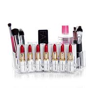 VALINK VAK Curved Shape Clear Acrylic Makeup Organizer Cosmetics Display Storage Box Case Jewelry Make Up Lipstick Brush Holder Case - 28.5X 12 X 6.5cm