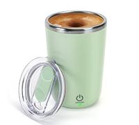 VAlinks Rechargeable Self Stirring Coffee Mug - Stainless Steel Auto Mixing Cup With Lid, 350ml/12oz for Mixed Milk, Tea, Office and Car Use, Green