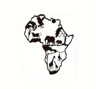 VALINSKY Africa Map Metal Wall Decor Africa Animals Wall Art Cutout Sign Hollow Black Africa Map Wall Hanging Decor for Home Living Room Bedroom Office Hotel Garden