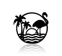 VALINSKY Flamingo Metal Wall Art Decor,Black Summer Vibes Plaques Metal Wall Hanging Sculpture Sign for Living Room Bedroom Home Kitchen Garden Office Decoration