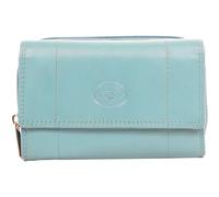 Valita Ladies Soft Real Nappa Leather Zip-Around Purse with Front Flap and Double Credit Card Swing Section - Turquoise