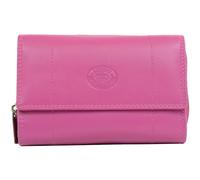 Valita Ladies Soft Real Nappa Leather Zip-Around Purse with Front Flap and Double Credit Card Swing Section - Pink