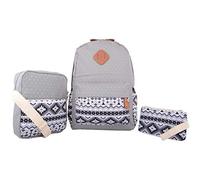 Valita Womens Canvas Patterned Multi Pack Backack Rucksack 3 Piece Travel Set - Grey