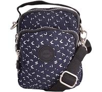 Valita Womens Compact Travel Triple Feature Cross Body Shoulder Bag Detachable Strap - Navy/Beige