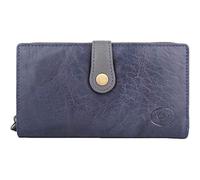 Valita Womens Large Multi-Functional Buffled Crumple Leather RFID Clutch Purse - Navy/Grey