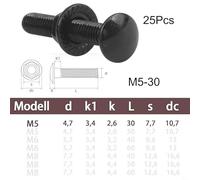 Valixirant 25-Pack M5 x 30mm Stainless Steel 304 Carriage Bolts and DIN 6923 Flange Nuts, Rust-Resistant Fasteners for Outdoor Furniture, Gate Hinges, Industrial Machinery and DIY Projects (M5x30mm)