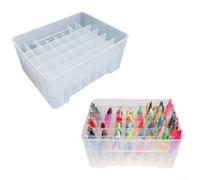 Valixirant 40- Fishing Tackle Box Bait Storage - PP Tackle Organizer with Transparent Lid, Drainage Holes & Upright Compartment Wood Shrimp, Squid, Octopus Lures (23 x 18 x 10.7 cm)