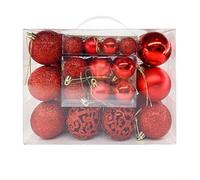Valixirant 50-piece Christmas Baubles Home Shatterproof Tree Decoration - 3cm Weddings Set Decor Ornaments Styles Shiny Festive Glitter Hollow Holiday -hang Strings Matte in 6cm 4cm Parties(red)