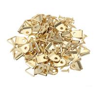 Valixirant 50PCS Triangular D Ring Hangers Photo Frames, Iron Picture Hanging Hooks with Screws, Install Wall Accessories Art, Cross Stitch, Exhibitions, Black(Yellow)