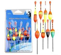 Valixirant 8-Piece Fishing Float Set with Pre-Rigged Line Kits - Highly Visible Vibrant Bobbers Freshwater & Inshore Fishing, Sensitive Bite Detection, Foam- Construction(Floating set 8 pcs)