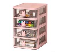 Valixirant Desktop Storage Box Having Drawer Office Supplies Stationery - Space-saving Multi-compartment Organizer Cartoon Structure 21 X 17 X 13.4 Centimeter White or Pink(B)