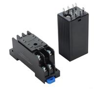 Valixirant Digital Display Delay Relay 220V Dual Timer with Base | Cycle Control, PC Fire-Resistant Housing, LED Indicator Automation, Street Lights, Factory Equipment, Black Unit