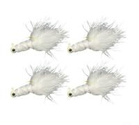 Valixirant Feather Jig Head Hooks Fishing - 5-Piece Set with 1.5g/2.5g/3.5g Lures, White/Yellow/Green Colors, Crankbait Bait Lakes, Rivers & Saltwater(4PCS E)