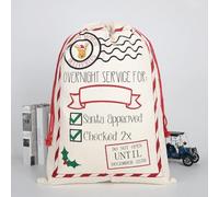 Valixirant First Christmas Xmas Bag Santa Sack, Natural Cotton Linen Material, 50 x 70 cm, Vintage Texture Holiday Stocking for Family Kids, Compatible with HK-115 HK-122 HK-112 HK-31 Styles(HK-122)