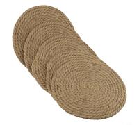 Valixirant Hand Woven Round Linen Placemats Set of 5, Bohemian Hemp Rope Meal Mats Dining Table, Wedding Party Decor, Yellow, 30cm Diameter(18cm)