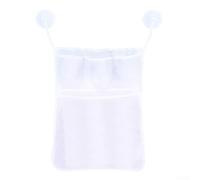 Valixirant Mesh Bathroom Toy Dual Pockets 3 Storage Bag Hooks - Spacious 52x45cm Hanging Organizer Having Bath Toys Shampoo Baby - White