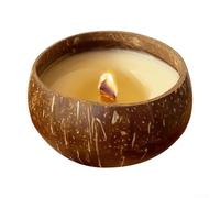 Valixirant Natural Coconut Shell Candle Cup Holder Aromatherapy Decor - Handmade Sustainable 9 Through 11 Centimeter Fruit Bowl Having Candle (Home Décor)(lemon flavor)