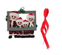 Valixirant Personalized Family Christmas Tree Ornament Pendant - Hand-printed Names Custom Message Resin Holiday Decor 2 6 People Ready-to-hang Having Ribbon(Family of 4)