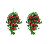 Valixirant Rattan Vine Wall Wedding Home Basket - Morning Glory 65cm Decor Artificial Faux Hanging Flower Garden Floral Décor (2-Pack Multicolor)(C)
