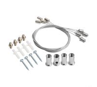 Valixirant Steel Ceiling Mounting Bracket Kit Infrared Heaters, 1M Adjustable Suspension Cable with Frame Threads and Screws, Silver Hardware Panel Light Hanging Wire, 4-Pack