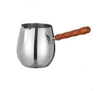 Valixirant Turkish Coffee Pot Steel 300 or 420 or 600 Milliliter Having Wooden Handle Chocolate Melting Sauce Heating Milk Frothing - Drip- Spout Scale Markings Hangable(420ML)