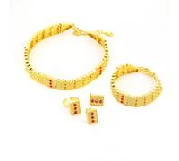 VALKEM Accessories for men and women Gold Color Ethiopian Trendy Necklace Earrings Ring Bracelet Eritrea Habesha Wedding Jewelry Set Wedding anniversary, Valentine's Day, Christmas birthday gift