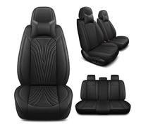 VALKEM Car Seat Covers Full Set for Audi A6 C5 4B Avant A6 C6 4F Avant A6 C6 4F Allroad, 5 Seats Waterproof & Anti-Slip Leather Car Seat Cover Set, Wear-Resistant Seat Protectors,A Black