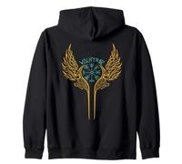Valkyrie Vegvisir Nordic Mythology Tribal Valkyrie Wings Zip Hoodie