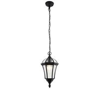 VALL Traditional Matt Black Finish with Clear Glass Outdoor Garden Porch Weatherproof Lantern Pendant Ceiling Light IP44 Rated