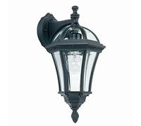 VALL Traditional Matt Black Finish with Clear Glass Outdoor Garden Porch Weatherproof Wall Light Lantern IP44 Rated