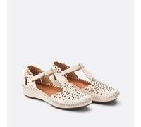 Vallarta Semi-Wedge Leather Sandals White