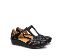 Pikolinos Leather Flat Sandals P. Vallarta 655 Black