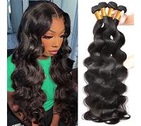 vallbest 10A Human Hair Bundles Body Wave 3 Bundles Human Hair 16 16 16 Inch 100% Unprocessed Brazilian Virgin Hair Bundles Body Wave Human Hair Extensions Natural Black Color